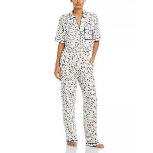 88$ AQUA Sleep Boxy Shirt & Wide Leg Christmas Pajama Set Size S Vanilla White